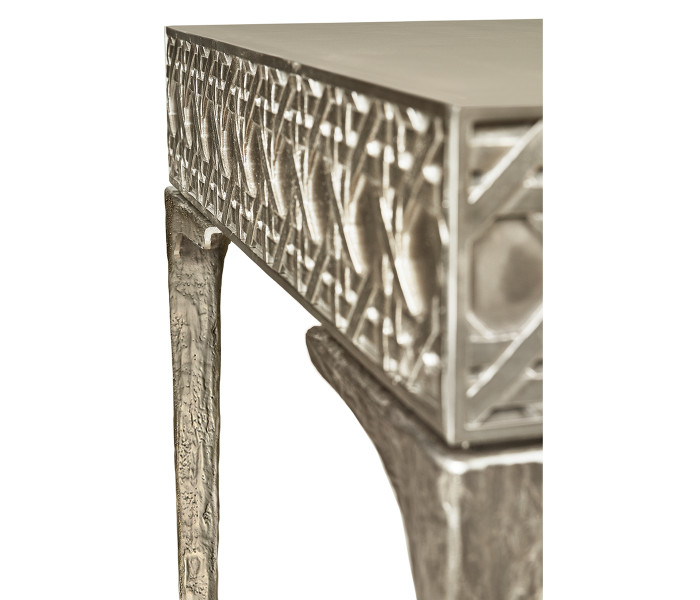 Cnoidal Cane Carved Metal Desk