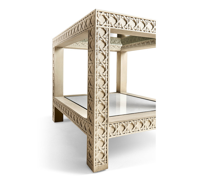 Cnoidal Cane Carved End Table
