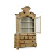 Oulton Vintage Oak Cabinet with Glass Doors & Wooden Shelves