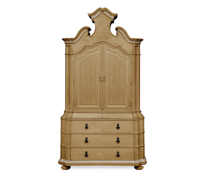 Oulton Vintage Oak Cabinet with Wooden Doors & Shelves