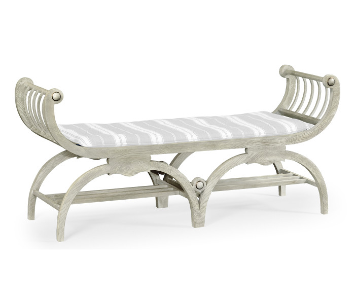 Double Lucca Cloudy Oak Bench, Upholstered in COM