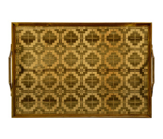 Rectangular Natural Acacia & Geometric Inlaid Tray