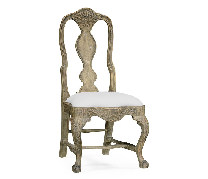 Jacob Country Distressed Dining Chair, Upholstered in COM