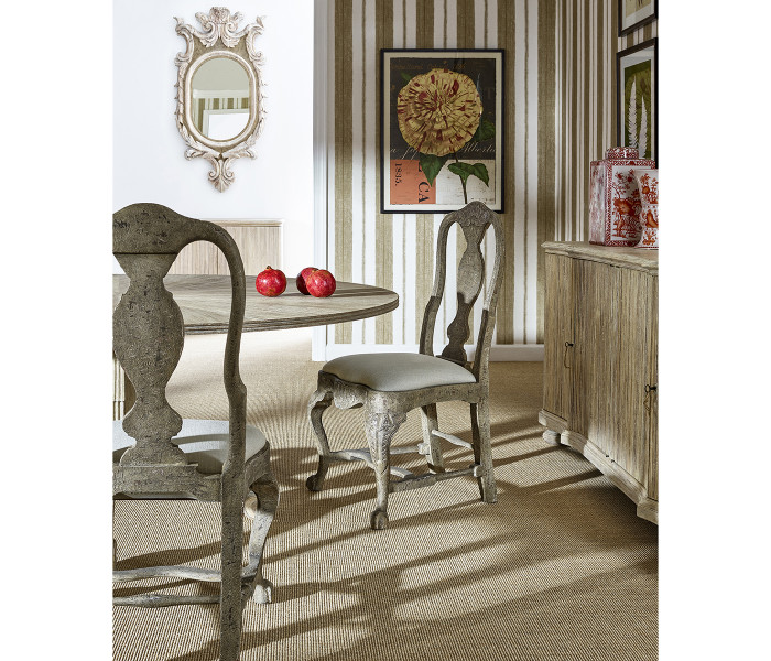 Jacob Country Distressed Dining Chair, Upholstered in COM