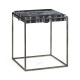Square Iron End Table with a Black Marble Top