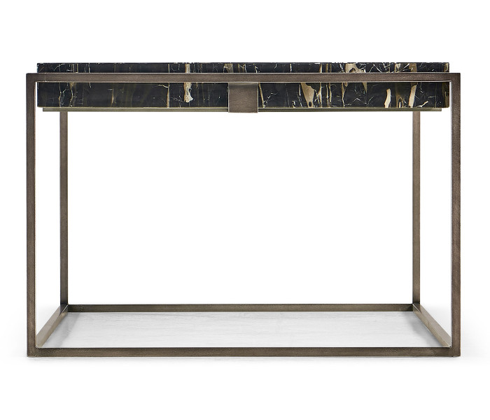 Rectangular Iron Cocktail Table with a Black Marble Top