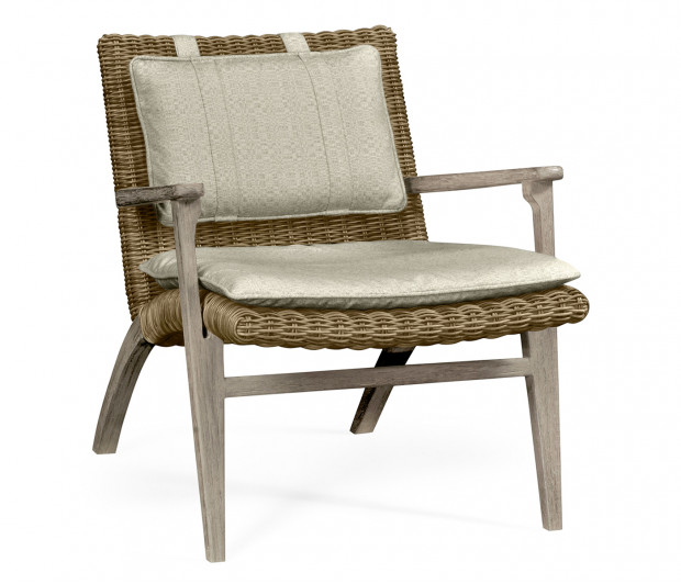 Navajo Sand & Rattan Lounge Chair, Upholstered in Standard Outdoor Fabric Navajo Sand & Rattan Lounge Chair, Upholstered in Standard Outdoor Fabric