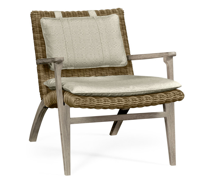 Navajo Sand & Rattan Lounge Chair, Upholstered in Standard Outdoor Fabric
