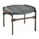 Low Round Solid Brass Coffee Table with a Grey Marble Top