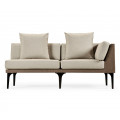 Tan Rattan Left Two-Seat Sofa Sectional 67