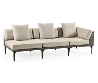Dark Grey Rattan Left Three-Seat Sofa Sectional 98