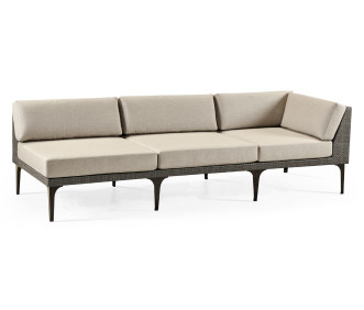 Dark Grey Rattan Left Three-Seat Sofa Sectional 98