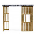 Rectangular Brass Console Table with a Grey Marble Top