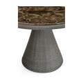 Round Dark Grey Rattan Dining Table with a Dark Marble Top