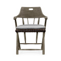 Smokers Style Grey & Rattan Dining Chair with Cushion