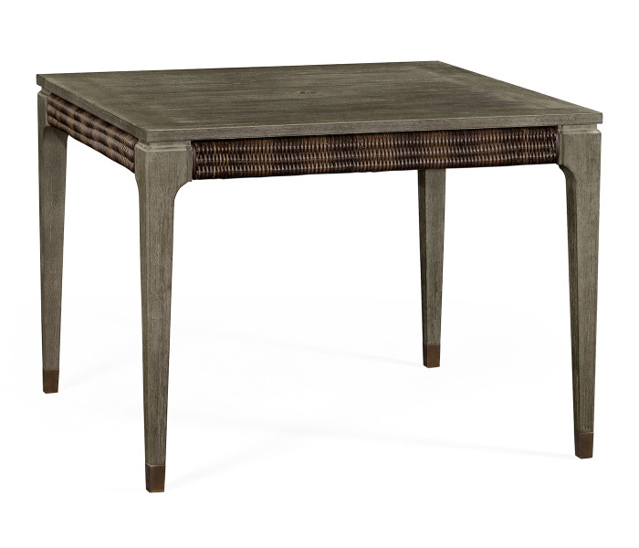 Square Grey & Rattan Dining Table