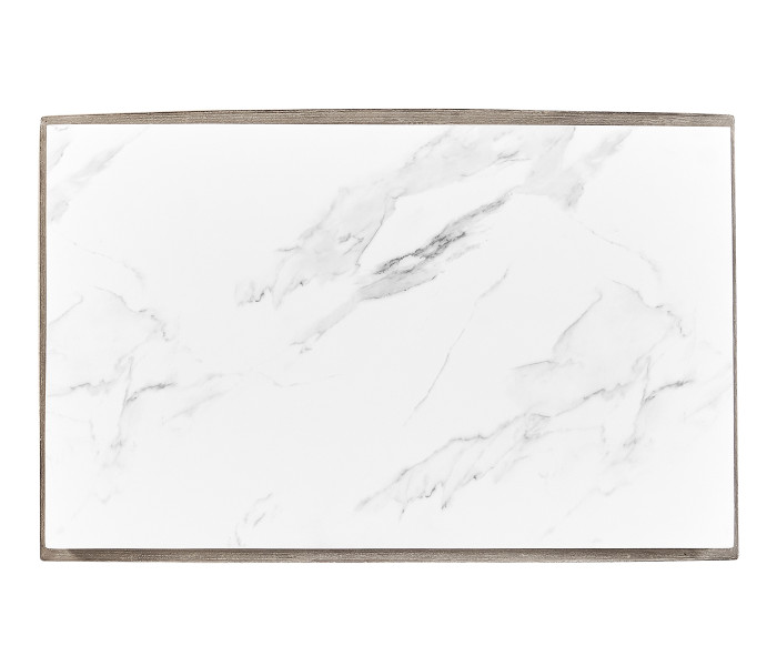 Rectangular Grey & Faux White Marble Storage End Table