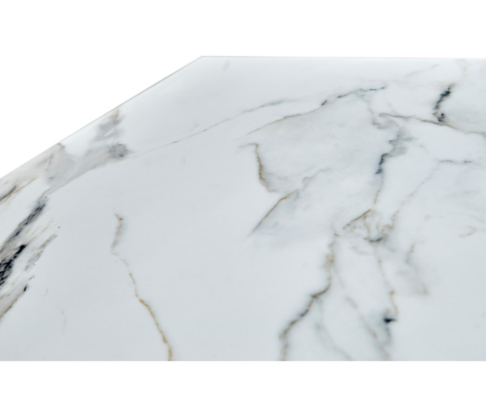 Rectangular Grey & Faux White Marble Storage End Table
