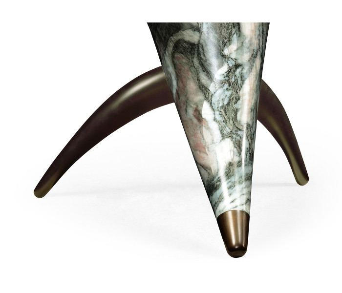 Horn Shaped Faux Black & Grey Marble End Table