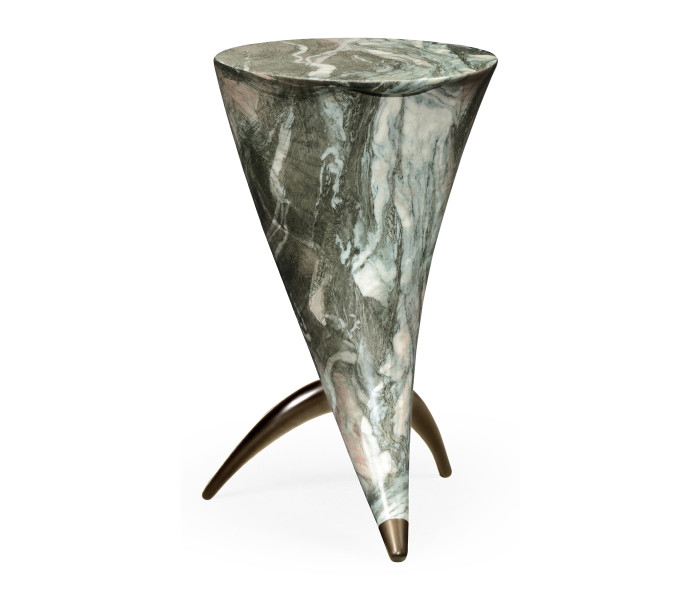 Horn Shaped Faux Black & Grey Marble End Table