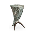 Horn Shaped Faux Black & Grey Marble End Table