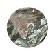 Round to L-Shape Faux Black & Grey Marble End Table