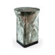 Round to L-Shape Faux Black & Grey Marble End Table