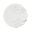Round to L-Shape Faux White & Grey Marble End Table