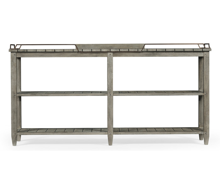 Rectangular Grey & Brass Sideboard with Removable Tray