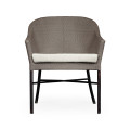 Rounded Back Mocha Steel & Dark Grey Rattan Dining Chair with Cushion