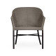 Rounded Back Mocha Steel & Dark Grey Rattan Dining Chair with Cushion, Upholstered in Standard Outdoor Fabric