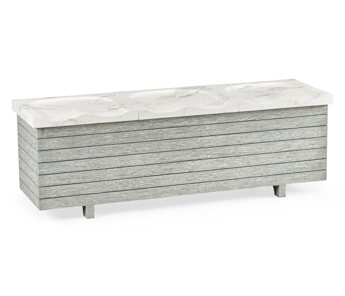 Cloudy Grey & Faux Marble Storage Bench