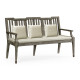 Grey Garden Bench with Cushion & Pillows, Upholstered in Standard Outdoor Fabric