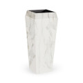 Large Square Faux White & Grey Marble Planter
