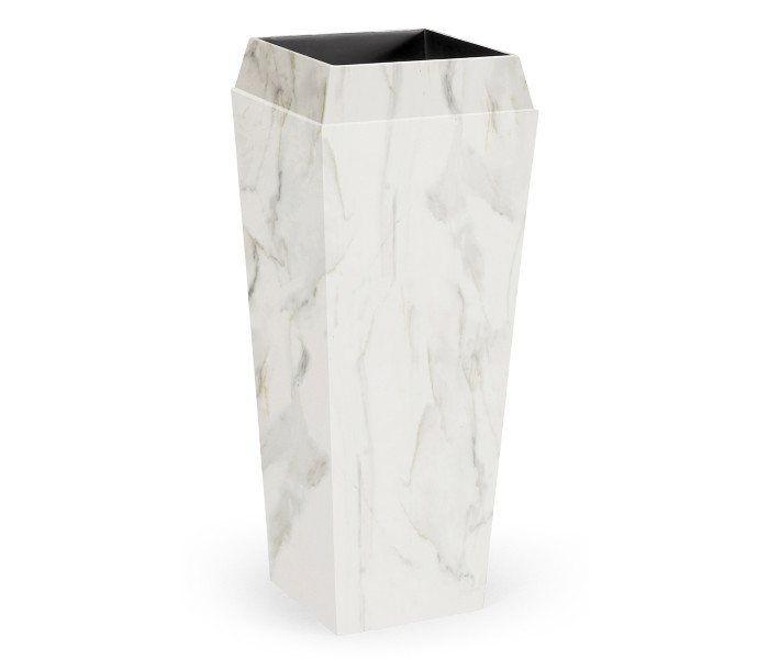 Large Square Faux White & Grey Marble Planter