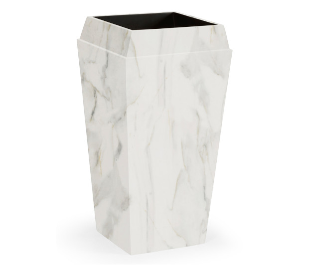 Medium Square Faux White & Grey Marble Planter