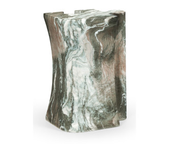 Faux Black & Grey Marble Puzzle Piece Side Table