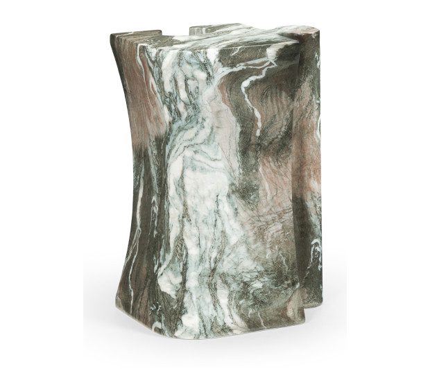 Faux Black & Grey Marble Puzzle Piece Side Table
