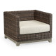 34" Grey & Rattan Sofa Chair, Upholstered in Standard Outdoor Fabric