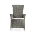 Grey Wicker Rattan Dining Chair with Reclining Back
