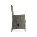 Grey Wicker Rattan Dining Chair with Reclining Back