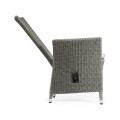 Grey Wicker Rattan Dining Chair with Reclining Back