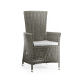 Grey Wicker Rattan Dining Chair with Reclining Back