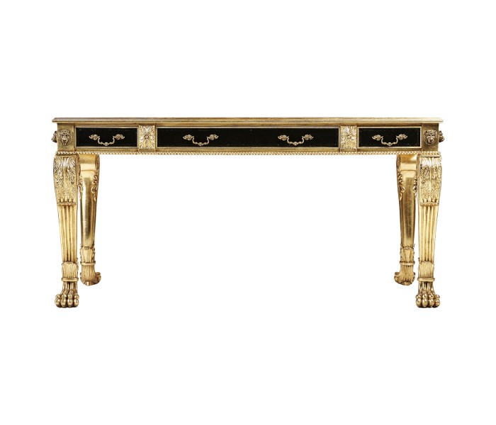 Italian Lions Paw Desk  - Black leather top