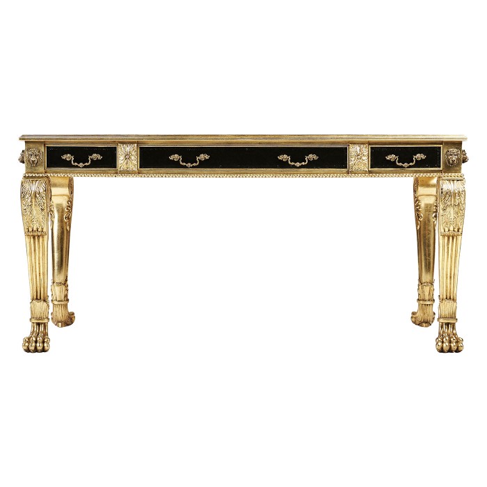 Italian Lions Paw Desk  - Black leather top
