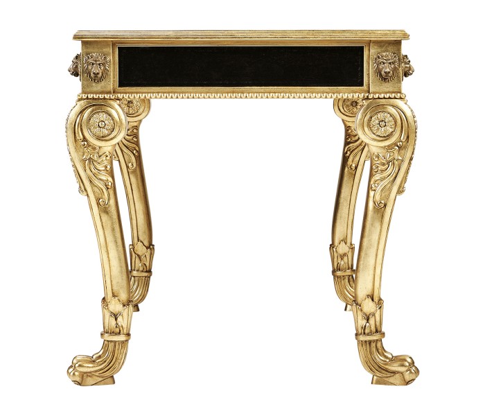 Italian Lions Paw Desk  - Black leather top