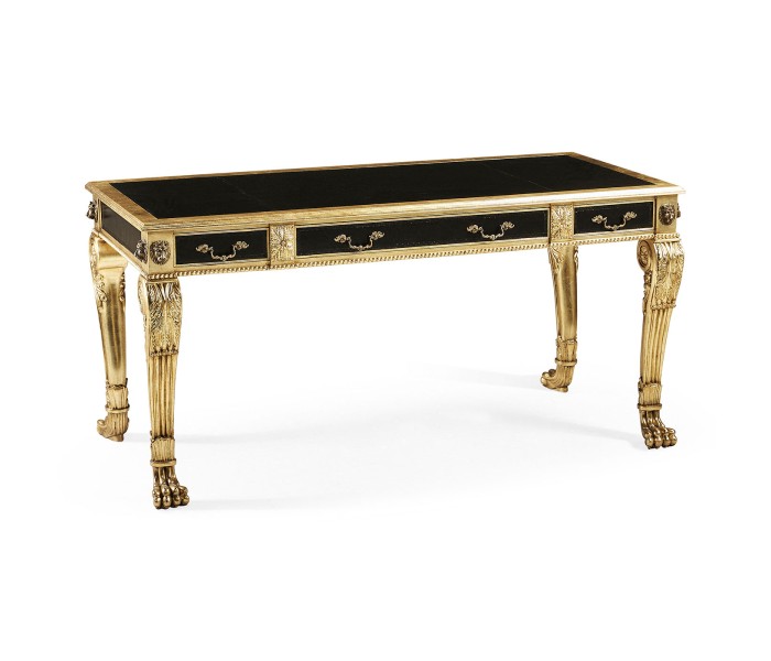 Italian Lions Paw Desk  - Black leather top