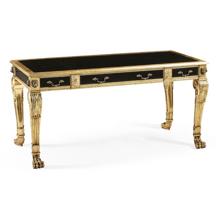 Italian Lions Paw Desk  - Black leather top