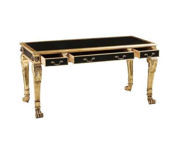Italian Lions Paw Desk  - Black leather top