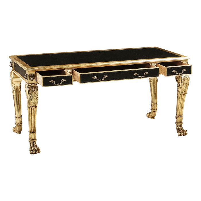 Italian Lions Paw Desk  - Black leather top